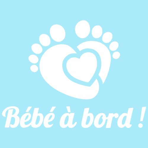 Ambiance Sticker Autocollant de Voiture Vitres Petits Pieds de Bébé Autocollant avec Bébé à Bord Blanc - H13 x L17 cm