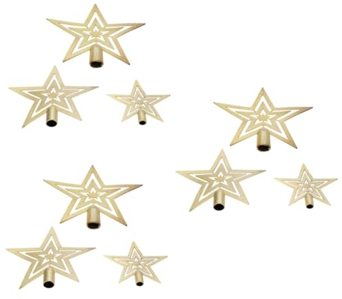 Cabilock 9 STK Weihnachtsschmuck Weihnachtsbaum Sternverzierung Christmas Baumspitze Kreuz Christbaumspitze Glitzersterne Baumspitze Holz-baumspitze Kreuz-baumspitze Weihnachten Metall