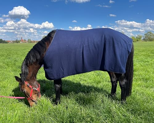 Brama-West Abschwitzdecke Pferd Pferdedecke - Basic Fleecedecke - Atmungsaktiv - Navyblau, Gr. 125