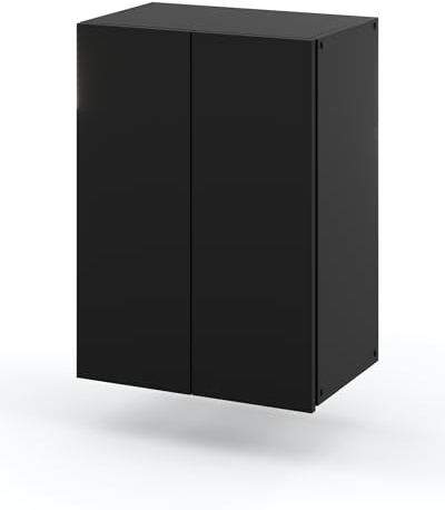 MRBLS Badezimmerschrank (Schwarz Matt) – Badezimmerschränke 1 Stück - Hängeschrank Für Badezimmer - Badezimmerschrank Hängend - Schrank Badezimmer - Wandschrank Badezimmer - 40 x 60 x 25 cm (B/H/T)