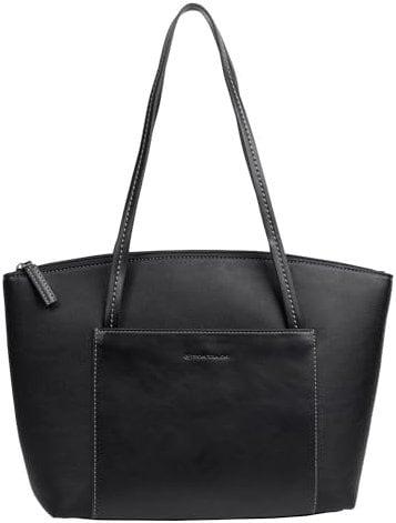 TOM TAILOR Amaris Damen Shopper Umhängetasche Reißverschluss Groß Schwarz