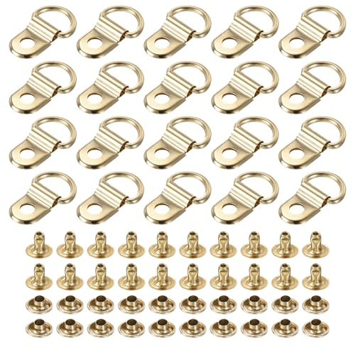 PATIKIL Shoe Boot Lace Hook, 30 Pack Stainless Steel Boot Buckle Fitting with Rivets for Hiking Camping Shoes, Gold Tone