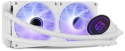 NOX XTREME PRODUCTS HUMMER M-240 - Refrigeración líquida ARGB, Intel y AMD, 2 ventiladores 120mm control PMW, bomba con base de cobre efecto espejo infinito, radiador doble aluminio, color blanco