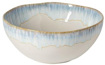 Costa Nova Salatschale Brisa: Steinzeug-Schüssel mit reaktiver Glasur, Servierschale in Blau & Weiß, Spülmaschinen-, Mikrowellen-, Ofen- & Gefrierfest, Handveredelt, Ø 27,7 cm