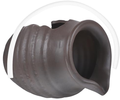 Cabilock Ceramic Jar Decorative Fountain Jar with Open Top Brown Small Size Vintage Style Circulating Waterfall Feature for Indoor and Outdoor Garden Courtyard Landscape Decor