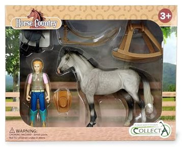CollectA Westernreiter und Pferd Set | Modell # 84245, Grau