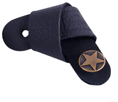 Akustische E-Gitarre Umhängeband, Premium PU Leder Kopfgurt, Sichere Verbindung Ohne Bohren, Passt Verschiedene Saiteninstrumente (Schwarz)