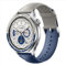 GIOPUEY Cinturini Compatibile con Xiaomi Watch S4/S3, Vera Pelle Cinturino [Resistente all'Usura] [Traspirante] - Blue/Gray