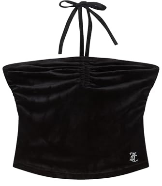 Juicy Couture Damen Neck Holder figubetontes T Top Oberteil mit Applikationen versch. Farben Trägershirt/Cami Shirt, Black, Small