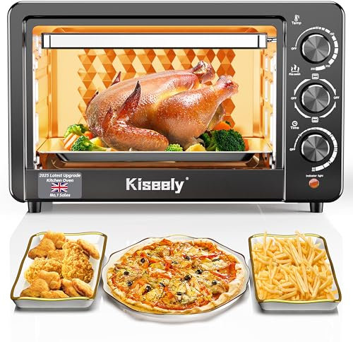 Minibackofen 22L, Edelstahl-Ofen mit einstellbaren Temperaturen und Timer, Multifunktions Toasterofen zum Backen, Braten, Grillen, Toasten, inklusive Backform, Rost (T754532)