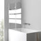 ISOISL Mampara de ducha para bañera, 100 x 140 cm, 2 piezas, plegable, con cristal templado de seguridad de 6 mm, mampara de ducha de rayas blancas, pared plegable de cristal con accesorio de bañera