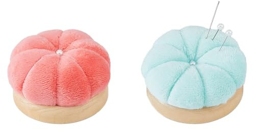 SUPERFINDINGS 2 Stil Nadelkissen Nadelhalter Samt Niedliches Kürbis Nähnadelkissen Mit Holzsockel Nähnadelkissen Für Handarbeiten Nähen Quilten Basteln