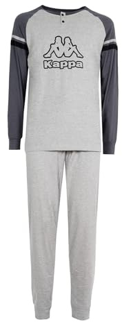Kappa Pigiama Uomo Primaverile Manica Lunga in Cotone - L, Grigio