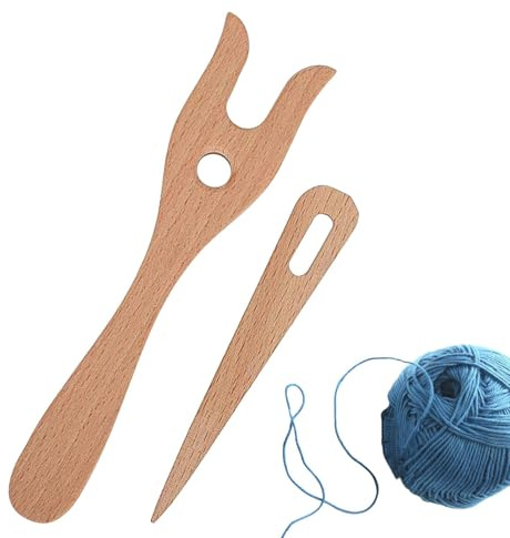 Strickgabel aus Holz, Strickgabel aus Holz, Handgefertigte Strickgabel, Strickgabel aus leichtem Holz, Gabel, Flechtgabel, Häkelhaken, Stricknadelset für