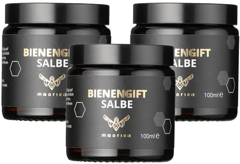 maorika Bienengiftsalbe mit Manukaöl (Kühlend & beruhigend) - Bienengiftcreme hochdosiert mit u.a. Shea Butter, Eukalyptus, Aloe Vera, Rosmarin & Zitronenschalenöl (3x 100ml Sparpaket)
