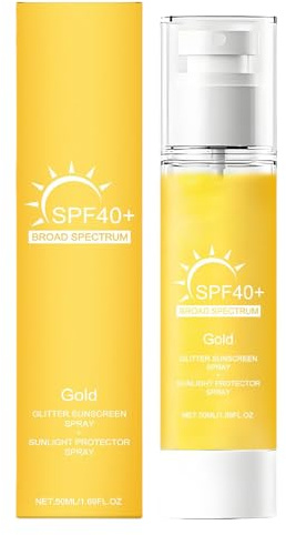 Sonnenspray SPF 40 | Körperglitzer-Sonnenschutzspray | 50 ml Sonnencreme Gesicht Mit Breitband-Schutz Für Strandpartys Festivals Hochzeiten & Outdoor-Aktivitäten