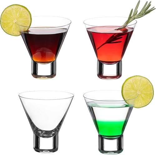 DUJIAOSHOU Lot de 4 verres à martini en cristal sans pied pour cocktails et martini