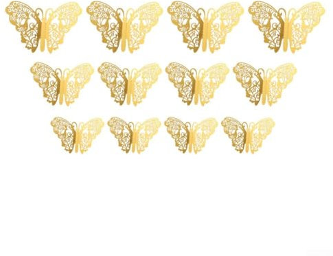 Splendida carta da parati rimovibile con farfalle in 3D per una decorazione domestica senza sforzo (oro rosa (oro (12 pezzi)