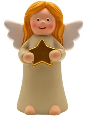 Dekohelden24 Kinder Nachtlicht Engel, Schutzengel Nachtlicht, Dekolicht Engel, Kinderlicht, Kindernachtlicht, Schutzengellicht, Batteriebetrieben, mit Timer 6/18 h, beige L/B/H 9 x 6 x 12cm.