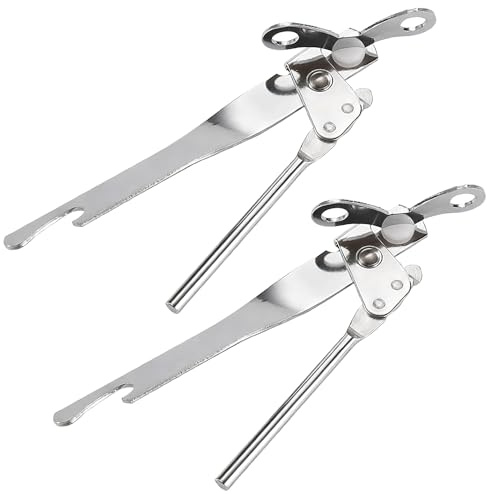 2 Pcs Multifunctional Butterfly Can Opener, Stainless Steel Heavy Duty Manual Can Opener Safe and Save Effort Easy to Use Ideal for Kitchen Camping (2 Pcs)