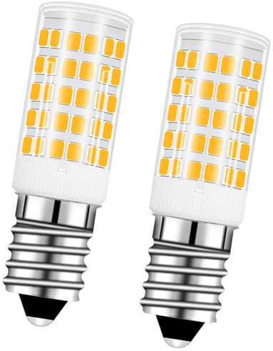 TZHILAN 12V E14 LED Lampe 4W (äquivalent zu 40W) - Mini LED Maislampe für Wohnmobil, Solar, Camper, Kühlschrank, Nähmaschine, Dunstabzugshaube, 3000K Warmweiß, 2er-Pack
