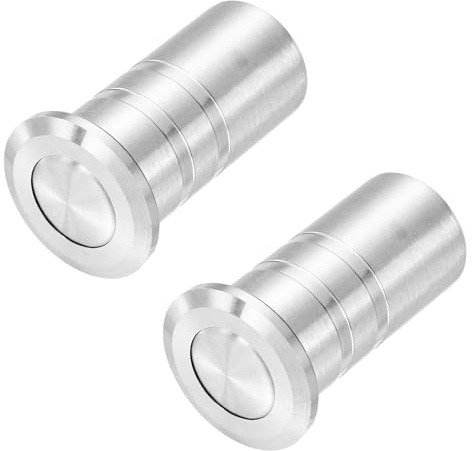 sourcing map 2PCS 12mm/0.47Dx40mm/1.58H Door Latch Dust Protector Silver | 304 Stainless Steel Dust-Proof Security Sliding Lock Inserts, Barrel Bolt Lock Accessories for Interior and Outdoor Latch