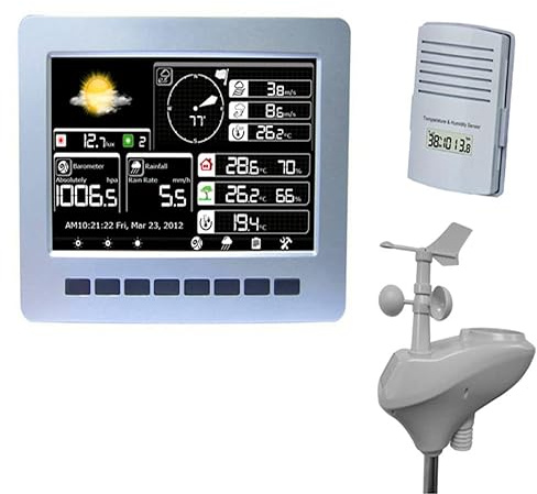 Wetterstation, Funk-Wetterstation WiFi-Verbindung Solarladung Kabellose Übertragung Daten-Upload Datenspeicherung 1St