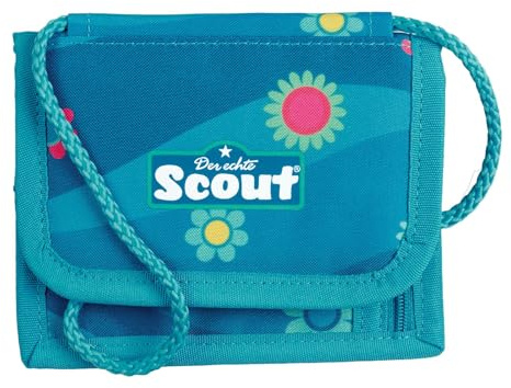 Undercover Scout Brustbeutel Little Flowers, Blau mit Blumenmuster, 13,5x11x1 cm, mit Reißverschluss, Namensfeld und Schlüsselring
