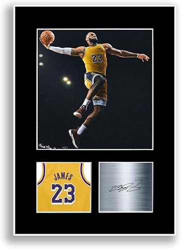 LJW Prints Lebron James Basketballspieler-Druck, signiertes Autogramm, Foto-Poster für Laker-Fans und Fans