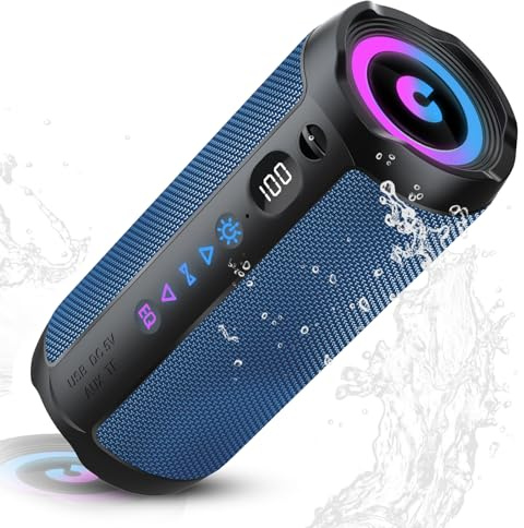 Portable Bluetooth Speaker, Bluetooth 5.4 Speaker,30W Dual Speaker with LED Display, Deep Bass, 30H Playtime, Colorful RGB Lights, IPX7 Waterproof,TWS pairing for Outdoor/Home/Party/Travel,Gift Ideas