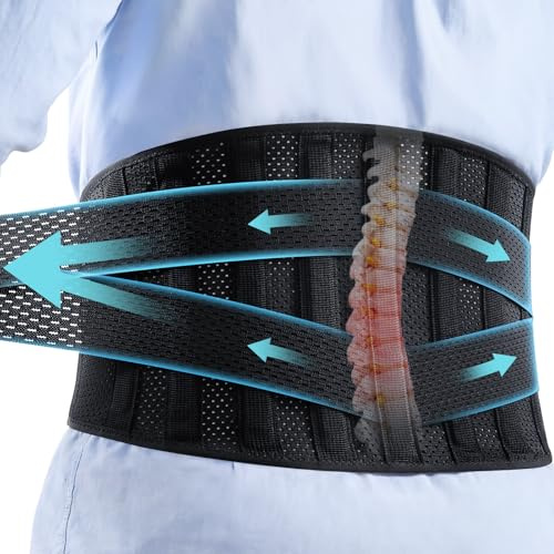 CAMBIVO Back Support Belt with 9 Stays for Daily Lumbar Comfort | Adjustable Side Straps, Breathable 3D Knit Fabric, Flexible Wraparound Fit, Office Driving Housework