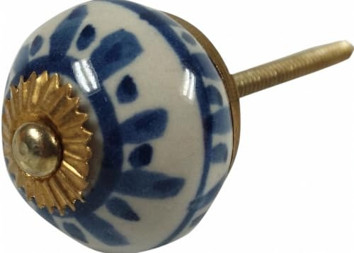 Keramik Möbelknopf, Möbelgriff, Schranktürknöpfe, handbemalt, Modell 62 | Durchmesser 3 cm, Gewinde M5, 4 cm lang, ideal für Schubladen.