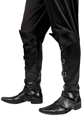 Boland 81994 - Copristivali Striker, nero, accessorio per costume da pirata, bucaniere, moschettiere o medievale, accessorio per costumi di carnevale