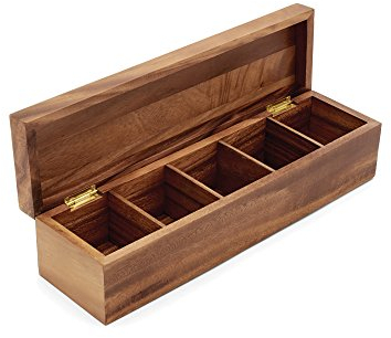 Ironwood Gourmet 5 Fächer, groß Teebox, Hartholz, 38,7 x 9,5 x 10,2 cm, L