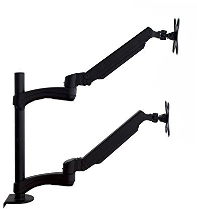 Allcam GSA12D-PS Gas Spring Desk Mount Dual Monitor Arm Stand w/ 40cm long pole: Mount 2 LCD monitors one-on-one