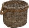 Grand panier à plantes, rond, en rotin naturel, gris, avec bord en corde/cache-pot en rotin (XL Ø 50 cm)
