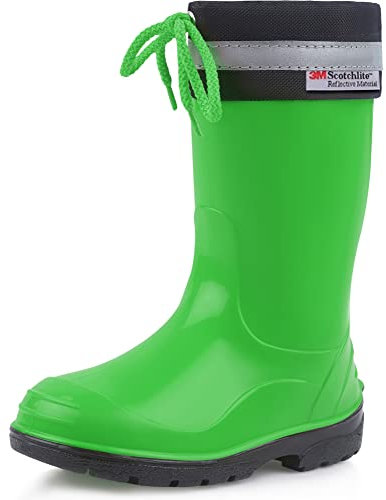 Ladeheid Stivali Bambino e Bambina in Gomma PVC Stivaletti Impermeabili per Ragazzi e Ragazze Calzature Antipioggia per Bimbi Resistenti all'Acqua LA-972 (Verde/Nero 21 EU)