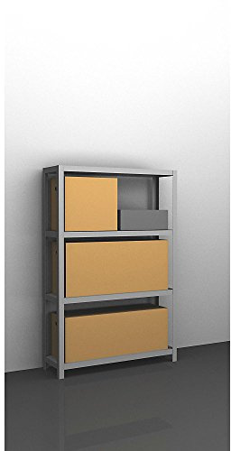 eurokraft | Schwerlast-Schraubregal | verzinkt | Regalhöhe 1500 mm | Grundregal | Breite x Tiefe 1000 x 300 mm