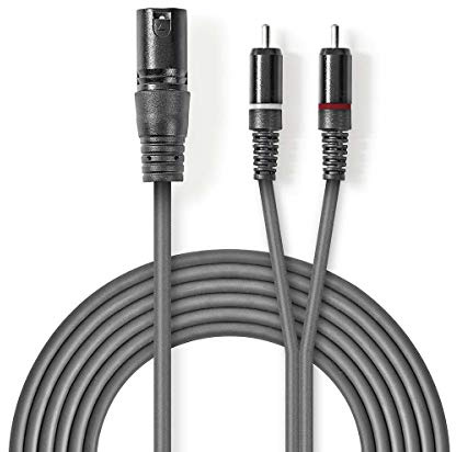 NEDIS XLR Audiokabel, XLR 3-polig Stecker - 2X Cinchstecker, grau, 3,0 m