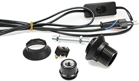 Lampenfassung E14 Set: Kabel, Gewinderohr & Fassungsteile – Schwarz – Hanna's Laden – DIY Lampe – Elektrofassung zur Selbstmontage – Inkl. Montageanleitung