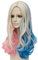 Perücke Kostüm Halloween Party Zubehör Spiel der Throne Donald Trump Harley Quinn Schwarz Blonde Sil (Rosa u. Blauer Karikatur-Held)