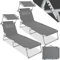tectake® Set de 2 Chaise Longue Pliante Bain de Soleil Jardin Exterieur avec Pare Soleil & Appuie-tête Chaise Longue inclinable Transat de Plage Relax Jardin Camping Salon de Jardin Exterieur - Gris