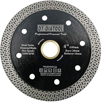DT-DIATOOL Disco Diamantato 105 mm x 20 mm/16 mm Lama Della Sega con Mesh Turbo per Porcellana Piastrella Marmo Ceramica Granito