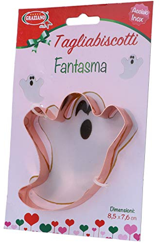 Graziano, Tagliabiscotti a Forma di Fantasma, Realizzato Interamente in Acciaio Ramato, Ideale per Biscotti Classici, Ideali per Realizzare Dolcetti in Tema Halloween