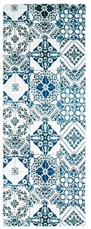 Thedecofactory Tapis de Cuisine Carreaux de Ciment, 45cm x 120cm, Bleu