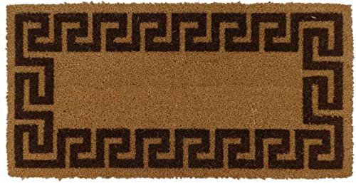 Casatessile Zerbino antiscivolo in cocco naturale IMPERATORE GRECA Elegante Tappeto da Ingresso - MARRONE, 50x100 cm.