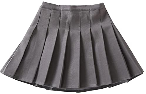 RMBLYfeiye Kinder Mädchen A-line Basic Solid Mini Skater Rock,Einfarbig Leicht Glocken Röcke Informell Dehnbaren Faltenrock Hohe Taille Minirock Schulmädchen Gefaltete Skater Rock