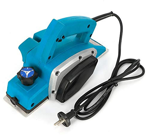 TIXBYGO Pialla elettrica a mano, 220 V, 800 Watt, pialla elettrica fino a 1 mm, larghezza pialla 82 mm, adatta per tipi di legno duro, accessori inclusi
