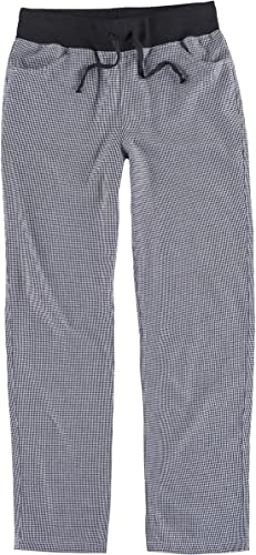 WORKTEAM Pantalón Cocinero Unisex, Chef, Pata de Gallo clásico. Cintura elástica y cordón. Negro+Blanco M