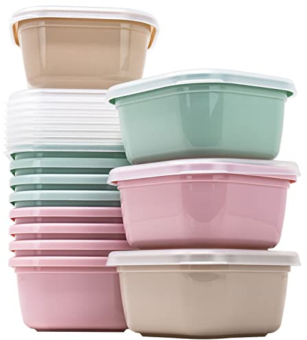 QILZO Pack 12 Recipientes de Plástico 300ml para Comida Recipientes para Comida de Bebé Sin BPA Fiambrera Apto para Microondas y Lavavajillas, Congelador, Recipientes con Tapa